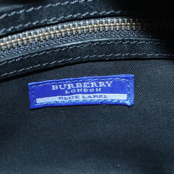 Burberry Nova Check Blue Label Shoulder Bag Wool Leather Black - Picture 10 of 16